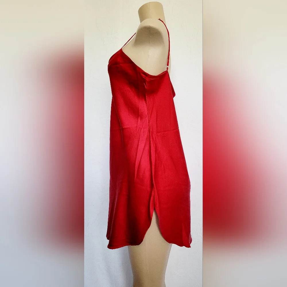 Victoria's Secret Gold Label Luxe 100%Silk SexyRed Slip Chemise Nightgown Medium - Picture 7 of 16
